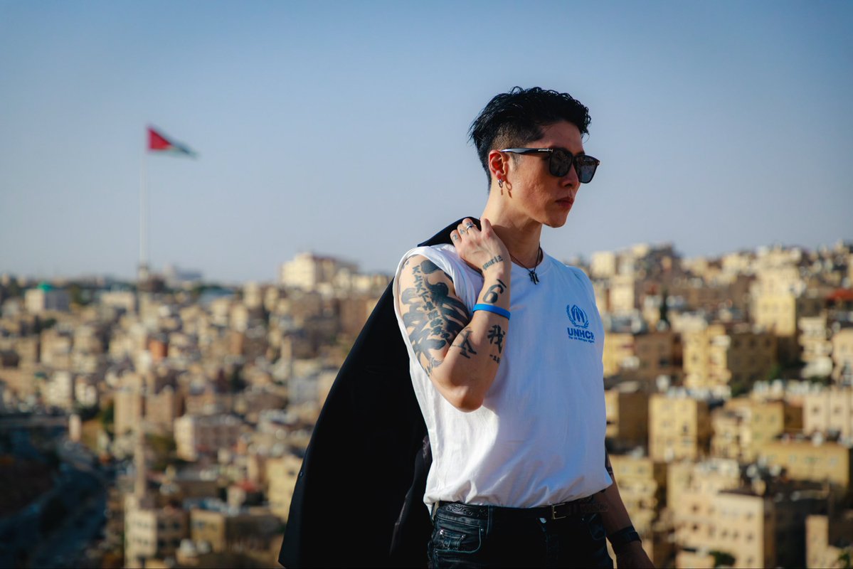 MariaSt_UNHCR's tweet photo. After his mission, @MIYAVI_OFFICIAL visited the Citadel of Amman. 

He thanked Jordan for welcoming refugees despite its difficult economic situation and recalled the beauty of the country. 

And he said he hopes to perform a live show in Amman someday.
So do we, MIYAVI!! https://t.co/waYl1BtHGh