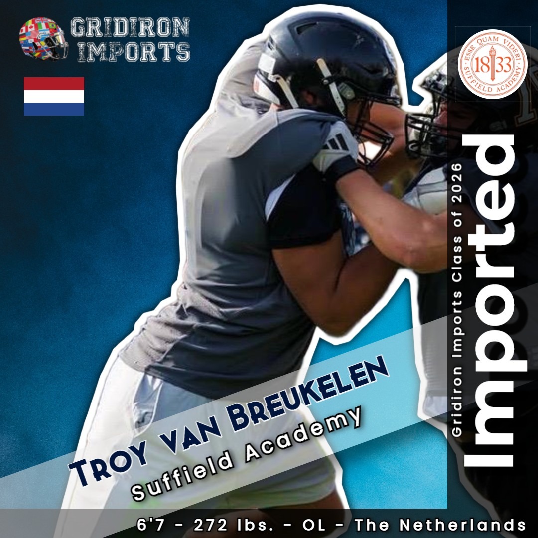 GridironImports's tweet photo. Congratulations to Dutch Family Member @BreukelenT3134 on his acceptance and commitment to attend @SuffieldAcademy in Connecticut! A talented Offensive Tackle prospect, his development over the next 3 years will be something to watch! 
@SuffieldFB @CoachDunbar_ @LightningLeiden https://t.co/5nvtrmQOnx