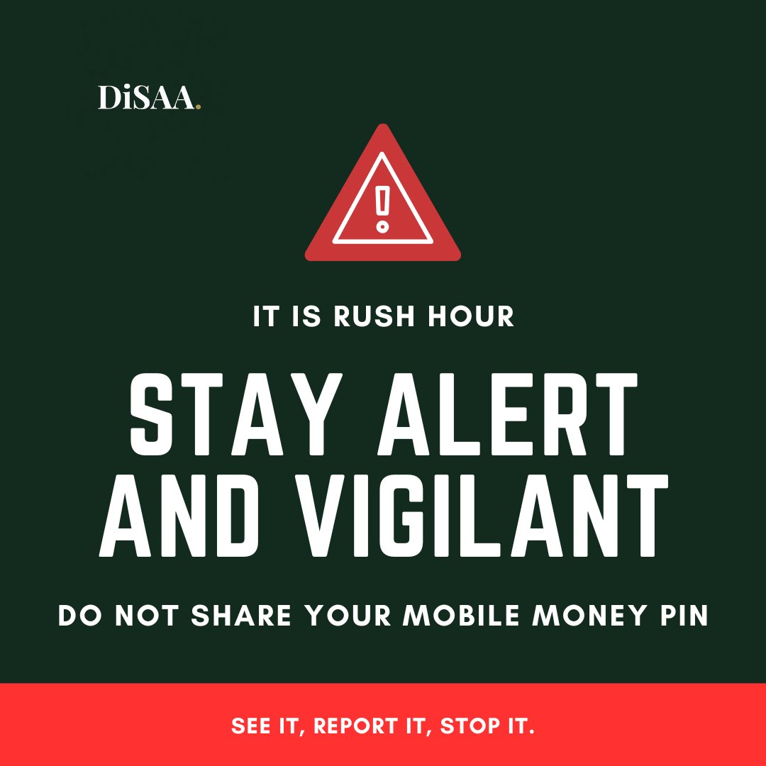 DisaaOrg's tweet photo. See it, Report it, Stop it. Do not be scammed during the Rush Hour Today! Be Vigillant !#Scams #kenya #uganda #corruption #tanzania https://t.co/zg9MxeVSzZ