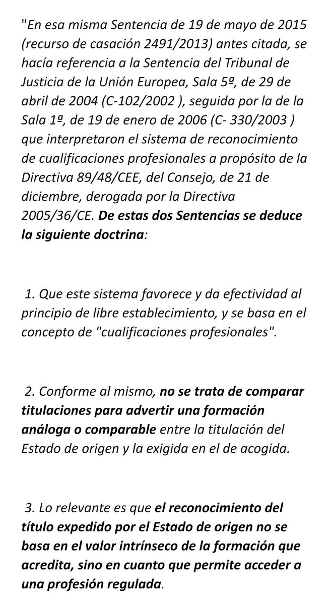 Psic_Migrantes's tweet photo. Cal recordar que según los fallos de los tribunales europeos, recogidos cómo doctrina por el tribunal superior, la homologación no va de contenidos, ni de que estos sean exactamente iguales, va de competencias (ver CEMDRI, 2024)... https://t.co/9VkVGRXxZE
