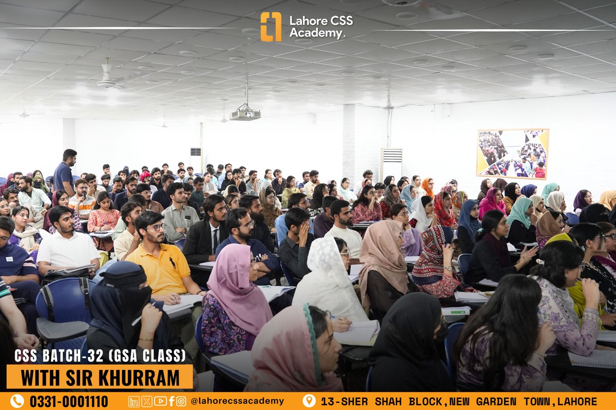 lahore_css's tweet photo. CSS Batch-32 GSA Class With Sir Khurram

📞 Register Now: 0331 0001110
📍 Lahore CSS Academy, 13 Sher Shah Block, Garden Town, Lahore

#LCA #CSS2027 #CivilServices #LahoreCSSAcademy #CSSFuture #CSS2027 #csspreparation #CSSPakistan #lahoreCSS https://t.co/uQt9QIVWBy