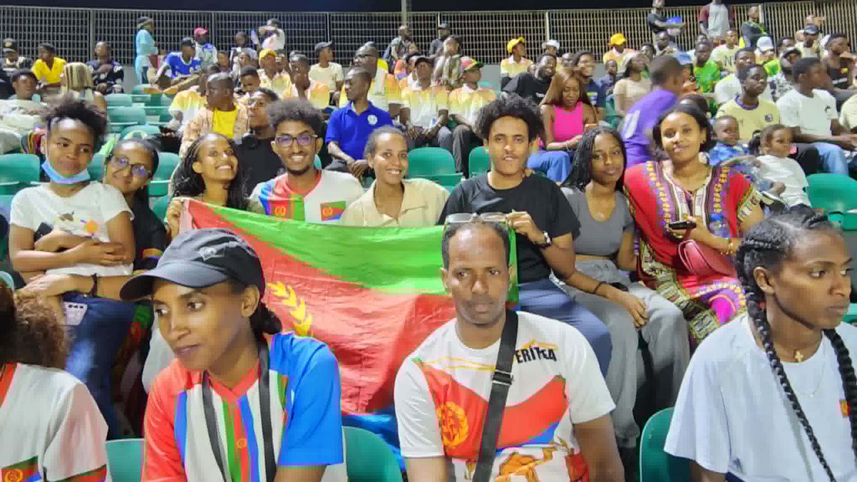michael_teclai's tweet photo. Look at these Eritreans  in Ghana, supporting their national athletics team with pride. Few in  number, but a strong voice of support. 🇪🇷
Eritreans love their people and country because they know its worth—not in size, but in soul. That's love. That's unity.
Congrats! #Eritrea https://t.co/BHg332aH4n