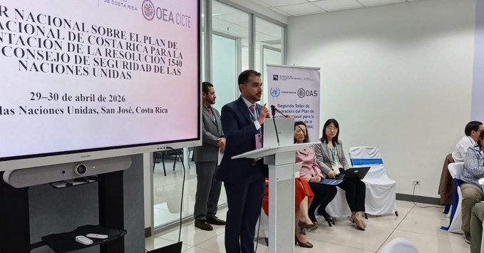 OEA_CICTE's tweet photo. Costa Rica 🇨🇷 continues to advance its commitment to a safer hemisphere 🛡️.
Representatives from 35 national institutions joined forces to begin drafting their National Action Plan to implement @UN Security Council #Resolution1540, which aims to prevent the proliferation of weapons of mass destruction among non-state actors.
During a workshop organized by @UN_Disarmament, with support from the @CRcancilleria, concrete priorities were defined to lay the groundwork for this instrument:
🔵 Strengthen governance and legal frameworks
🔵 Reinforce coastal and border controls
🔵 Develop lists of dual-use goods
🔵 Boost technical capabilities with the academic and private sectors
@RafaelL06947969, consultant for the Weapons of Mass Destruction Disarmament and Non-Proliferation Section of #CICTE, provided technical support in the discussions of these priorities and in the proposed activities that will guide the next steps toward consolidating the National Plan in #CostaRica.
Learn more here: https://t.co/6J791QJJXB
From @OAS_official , we continue working for #NonProliferation and #InternationalCooperation.