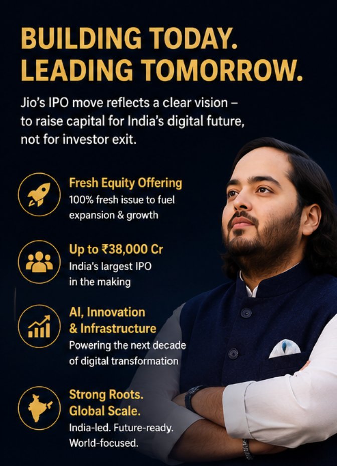 titirsa6604's tweet photo. #Anant2030Growth  Jio's IPO approach, led by Anant Ambani, highlights a commitment to sustainable growth and future-focused expansion, prioritizing strategic development over short-term investor exits. https://t.co/I8cwscgNDh