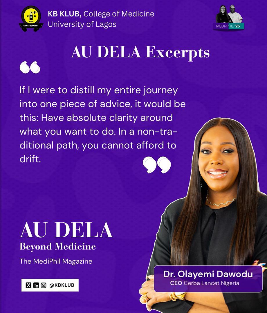 KBKLUB's tweet photo. A conversation beyond medicine.

What does it take to lead, grow and make impact beyond the walls of medicine?

In this Medi Face Interview, Dr. Olayemi Dawodu shares valuable insights, experiences and reflections that inspire the next generation of professionals and leaders. https://t.co/TSeI7CEyWO
