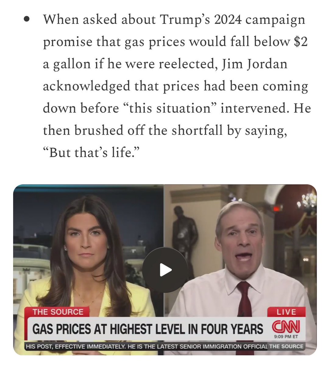 shepersisted369's tweet photo. @Jim_Jordan:
On Oct. 28, 2021, you gave a shit when gas was up bc President Biden was in the @WhiteHouse. You lamented about American families having to pay more. 

But now that your corrupt and war-hungry Dear Leader is in office, you say, “But that’s life.”

Shameful.
@GOP https://t.co/zTPt5BwnaF