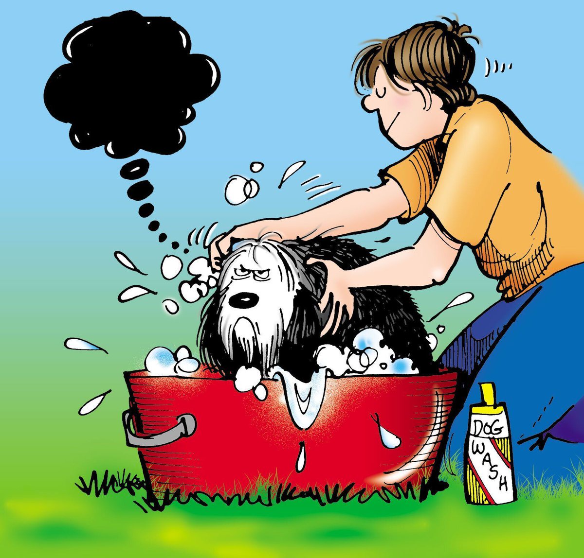 fborfw's tweet photo. It's muddy mutt season! Do you take your dog to the groomer, or DIY at home?

#funnycomic #lynnjohnston #cartoonist #momlife #comicstrip #fborfw #doggrooming https://t.co/cQNj96UfFc