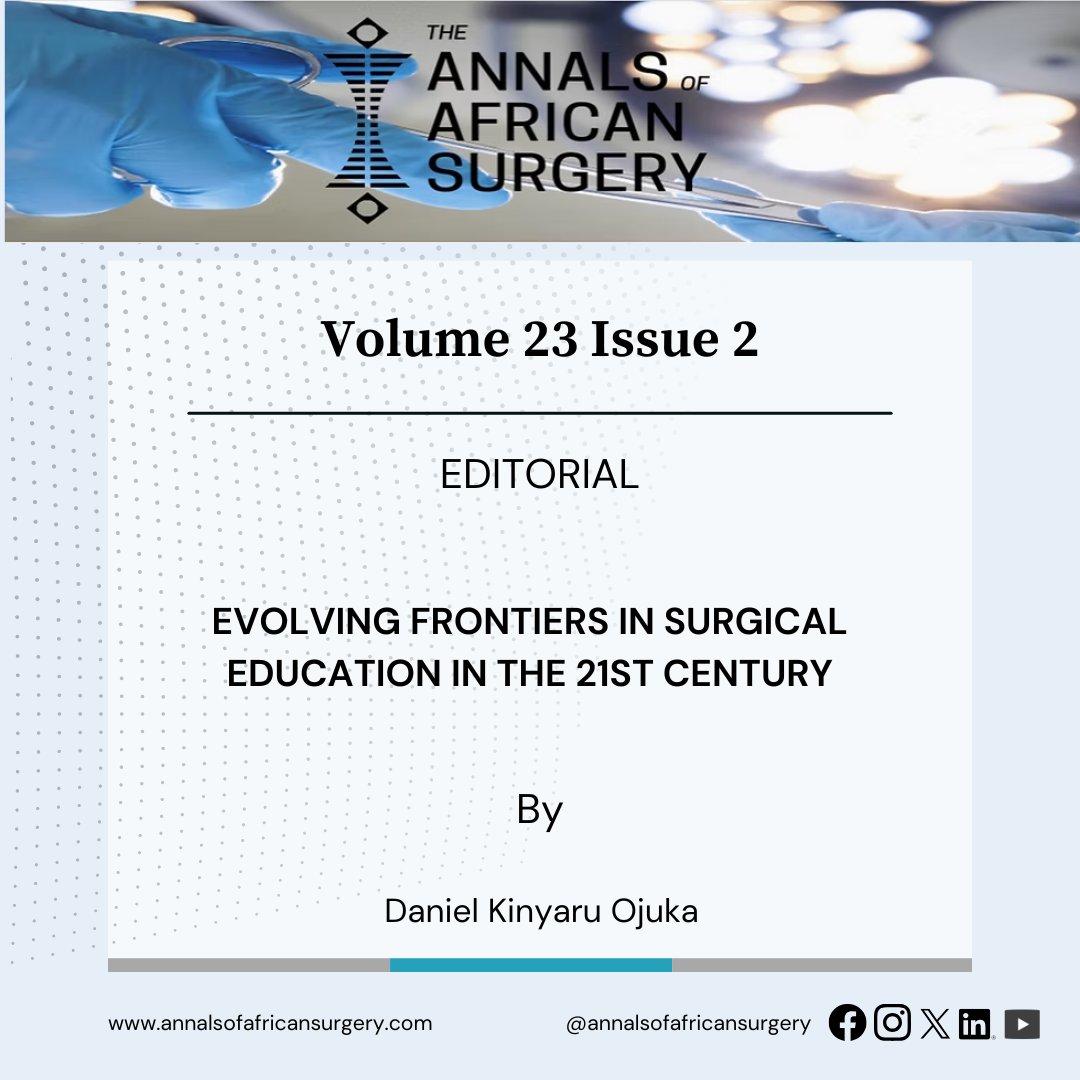 AfricanSurgery's tweet photo. Simulation. VR. Even social media. Surgical training is evolving from the traditional apprenticeship.

A new editorial in Annals of @AfricanSurgery explores how we balance technology, safety, and real experience in surgical training?

Read: https://t.co/h8oPc4tHDZ https://t.co/EEPkhf8hey