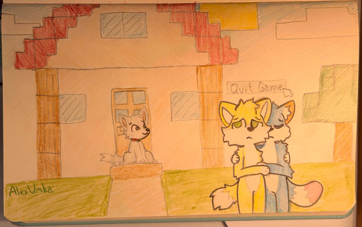 AlexUmka_'s tweet photo. Someday, each of us will place last block in our favorite game, but your pet will wait for you forever.

#minecraft #art #furry #wolf https://t.co/38vTEMxyVP