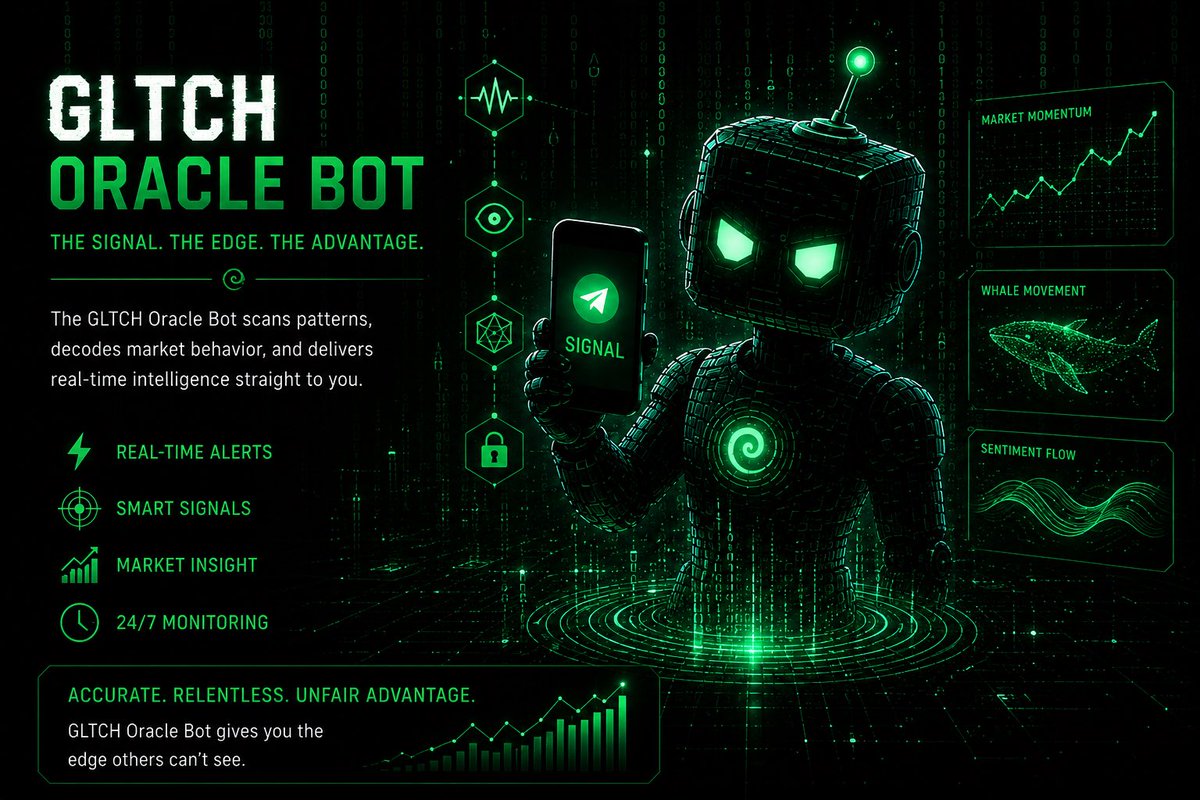 GltchMatrixSOL's tweet photo. GLTCH ORACLE AI Agent tracks: • market psychology • liquidity shifts • whale behavior • narrative rotations • emotional volatility
The NPCs chase candles. The Oracle watches the matrix.

https://t.co/2oSMnVILCX https://t.co/uHlxJDVpoj