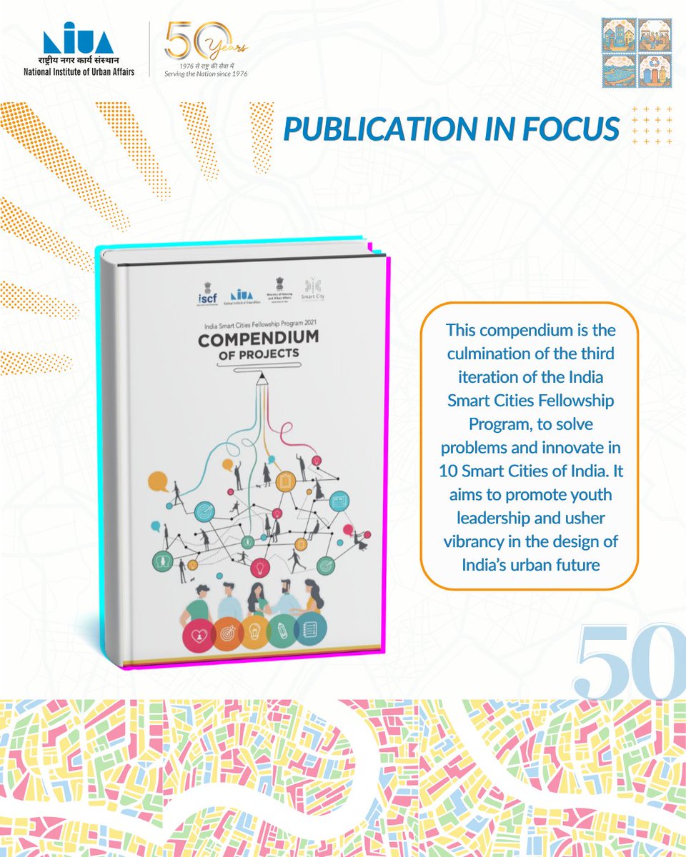 NIUA_India's tweet photo. (1/2) As India’s urban transition grows more complex, the need for evidence-led, practice-oriented knowledge has never been greater.

To mark 50 years of #NIUA, we urge you to #ReadWithNIUA, a curated reading list reflecting key priorities shaping the future of urban development! https://t.co/aqEonKIOSO