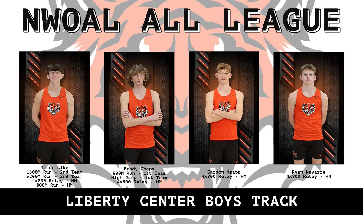 LibertyCenterAD's tweet photo. Congratulations to our boys track and field athletes who earned All-NWOAL Honors! #GoTigers https://t.co/ib5PM2bdw8
