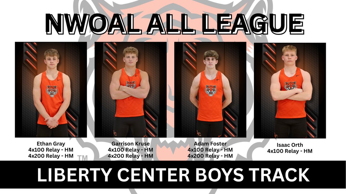 LibertyCenterAD's tweet photo. Congratulations to our boys track and field athletes who earned All-NWOAL Honors! #GoTigers https://t.co/ib5PM2bdw8