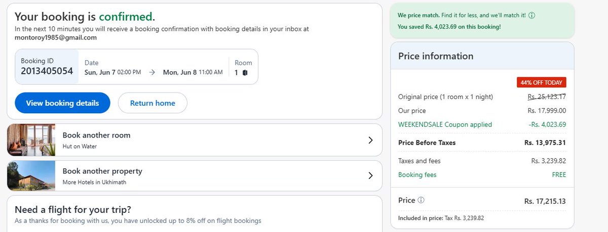 montoroy's tweet photo. @agoda - when you showed Rs. 17,215.13 on the website but charged me Rs. 17,852.21 in UPI? why so? https://t.co/MuLzspEUWk
