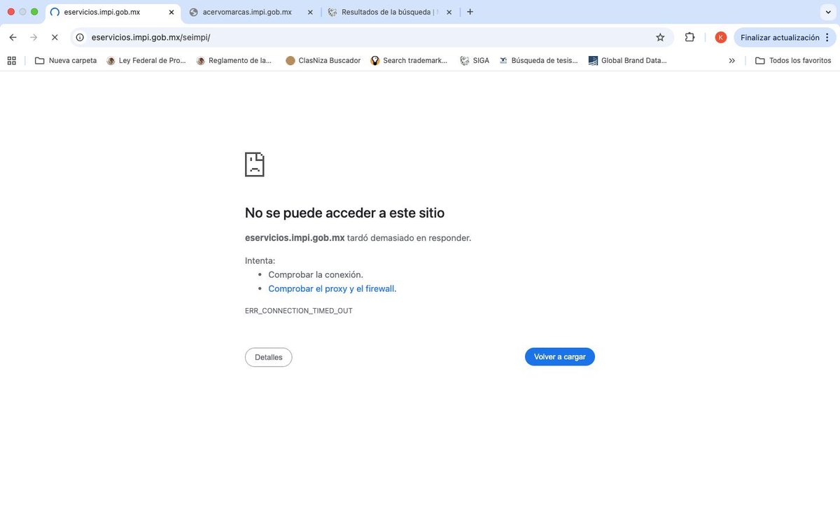 karlapinak's tweet photo. Buenos días @IMPI_Mexico, ¿están caídos sus sistemas?

Desde diferentes equipos y borrando caches y cookies, no es posible ingresar.

Esto ha sido intermitente desde el jueves, salvo MARCIA. https://t.co/hXFiUM9NYc