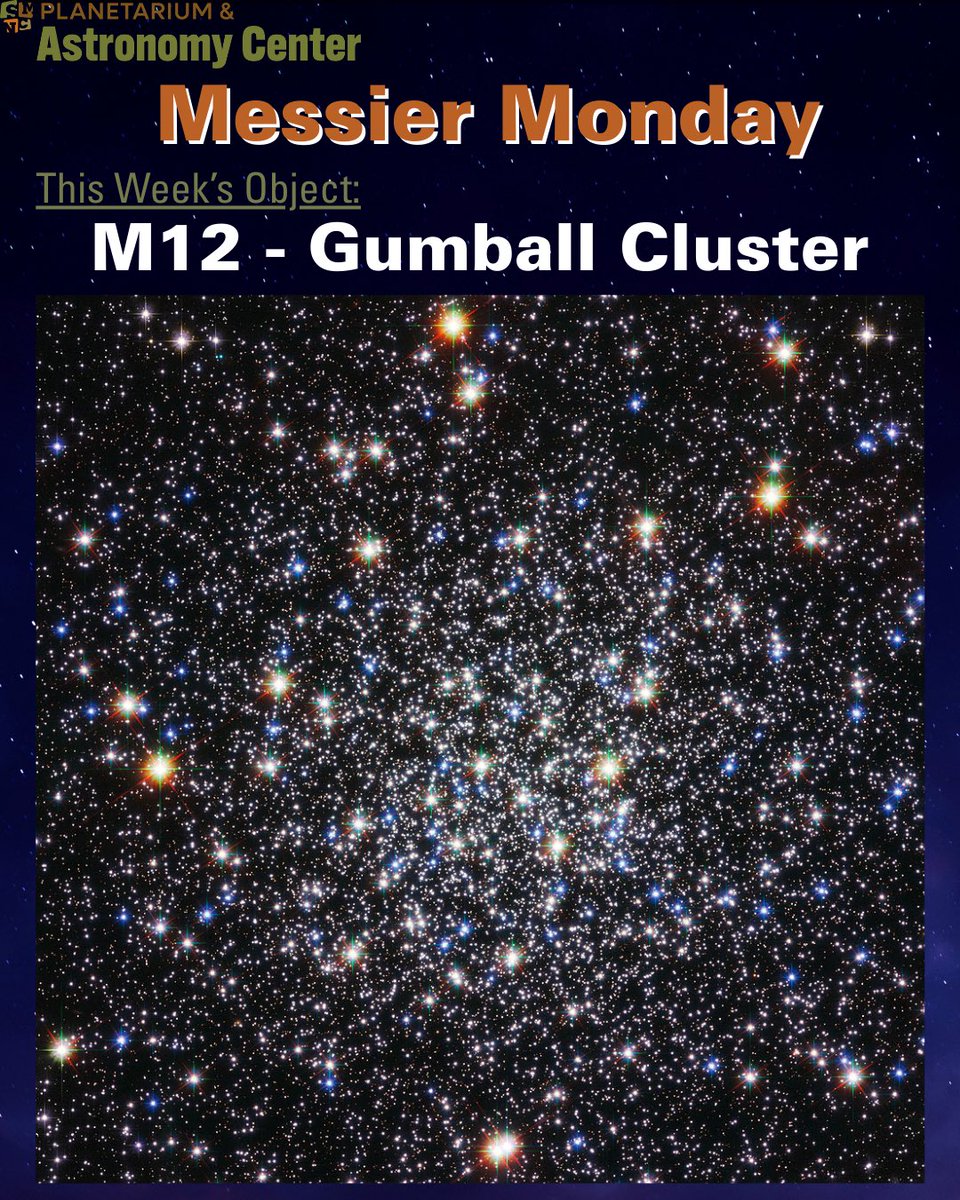 SM_NC's tweet photo. Located in the constellation Ophiuchus — M12, The Gumball Globular Cluster — is 23,000 light-years away from Earth. 

A globular cluster is a large group of stars bound tightly together by their gravity, which travel through space as a group. https://t.co/1HjrBkpk1C
