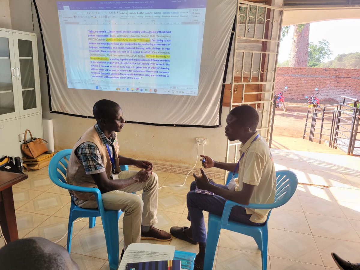 UwezoUganda's tweet photo. In Isingiro, our very own Faridah Nassereka @FNMubiru has concluded walking surveyors through part of the ICASEL tools-drawing on varied scenarios to assess children aged 5–16 in host and refugee communities. She is being supported by @PiusAkol and @JamalM62191953 as @UwezoUganda trainers, as well as @usmnaz of @palnetworkHQ plus the DC/VC from @YfcUganda. 

The other teams supporting training in Yumbe district included: @JocelynBADiva and @josephatkasasa from @UwezoUganda who have also held several day's sessions-including role-plays, and who were equally supported by the district partner @CCEDUC1.