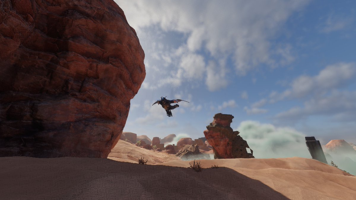 TheGamesque's tweet photo. A character flying well is so convenient #Enshrouded https://t.co/xyKKvAbEmQ