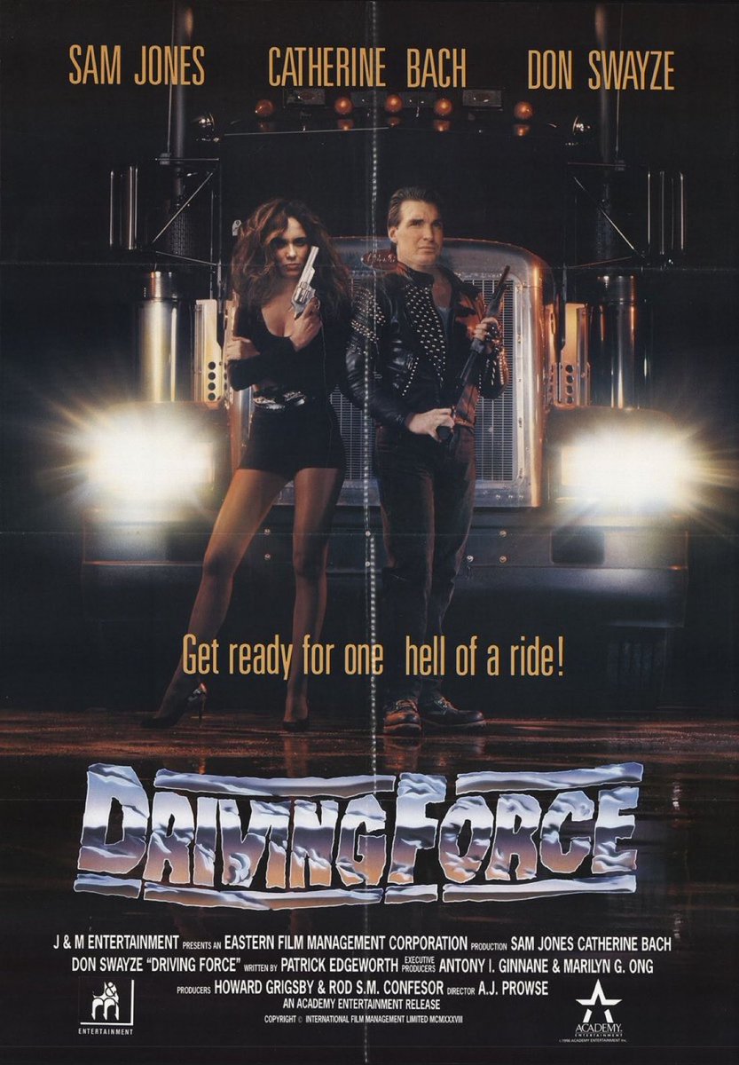 GabeCrate's tweet photo. ☢️#245 Driving Force, 1989. #FlashGordon and #DaisyDuke battle homicidal tow truck operators lead by a not-quite-Swayze (Patricks brother Don) in the all-mostly #postapocalyptic wasteland. Fairly tame vehicle stunts. Jaw droppingly painful dialog. Plus side? Its short. 1.5/5 ☢️ https://t.co/KUvjsb3g6F