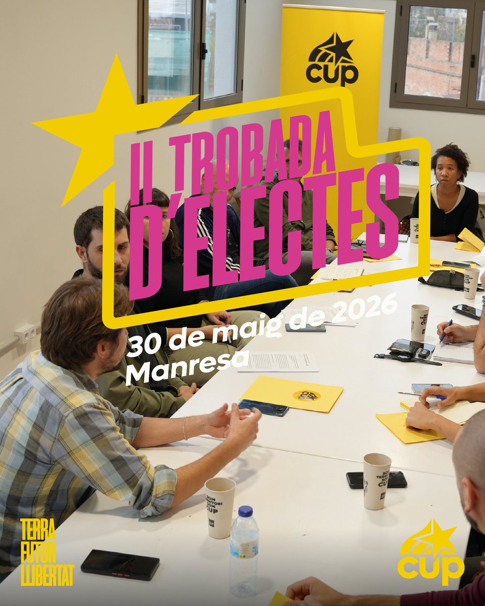 cupnacional's tweet photo. 🖇️ II TROBADA D'ELECTES

👉 Seguim dotant-nos d’espais on els nostres càrrecs electes, futurs candidats i la militància puguem debatre, coordinar, formar i consolidar la tasca institucional i municipalista de la CUP per preparar les municipals del 2027

📅 30 de maig
📍 Manresa https://t.co/PcnJtGDHjF