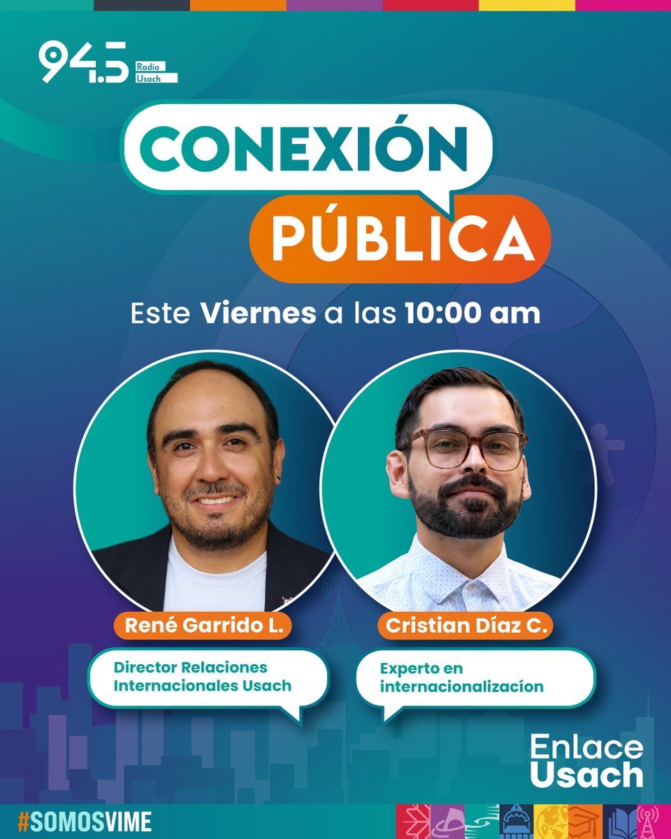 vimeusach's tweet photo. ¡La internacionalización se toma #ConexiónPública! 🌍🎬 El espacio #VIME en @diariousach

Conversamos con René Garrido (DRII) y Cristian Díaz sobre movilidad, convenios y becas vigentes para la comunidad #Usach ✈️🎓 Mira la entrevista aquí: https://t.co/NelagNYptt https://t.co/HEgOyOQqol