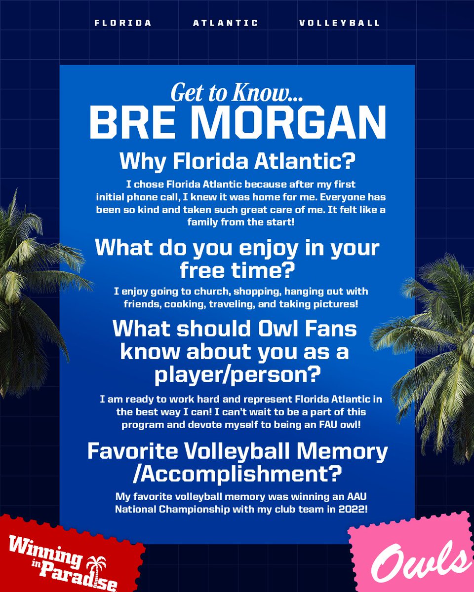 FAUVolleyball's tweet photo. 𝐌𝐞𝐞𝐭 𝐭𝐡𝐞 𝐍𝐞𝐰 𝐎𝐰𝐥𝐬: 𝐁𝐫𝐞 𝐌𝐨𝐫𝐠𝐚𝐧

🏐 » MB
📚 » Freshman
📍 » Fishers, IN

#WIP🏝️ | @bremorganVB https://t.co/LgCT3y4tK2