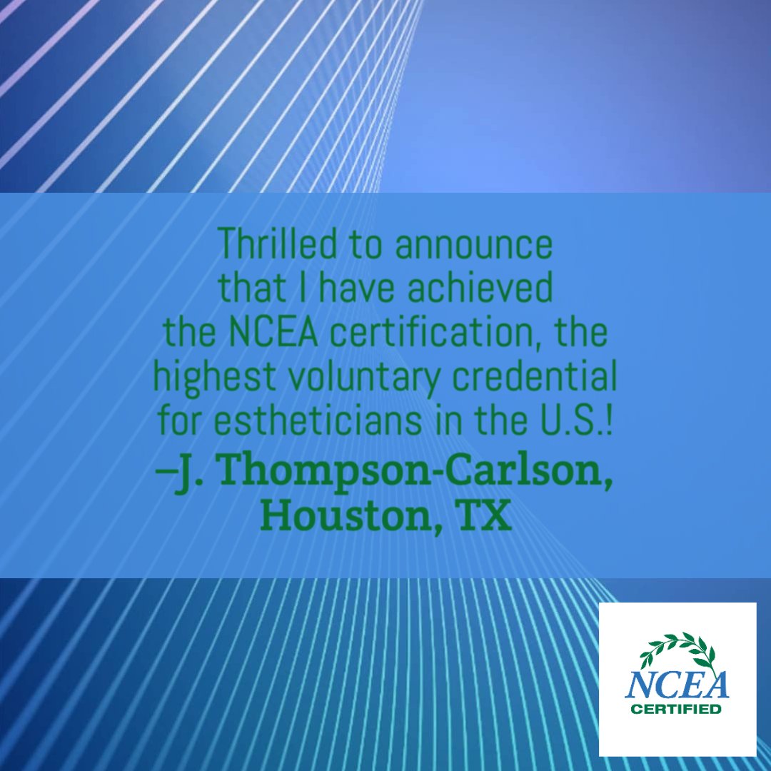 NCEACertified's tweet photo. 🎉 This milestone showcases my commitment to excellence in skin care and client satisfaction. #NCEA #Esthetician #Professionalism #GoalsAchieved" https://t.co/w4cACUIW22