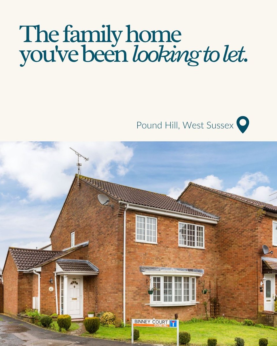 moverevolution's tweet photo. Four bedrooms. Private garden. Garage. Quiet cul-de-sac in Pound Hill, West Sussex.
Available end of May · £2,200 pcm. Call Freddie Holland · 01737 888220

📍 Binney Court, Pound Hill, West Sussex
🔗 https://t.co/iQNQR1eOet
#PoundHill #SussexLettings #MoveRevolutionLettings https://t.co/Ojir51oTkE