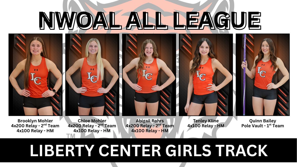 LibertyCenterAD's tweet photo. Congratulations to our girls track and field athletes who earned All-NWOAL Honors! #GoTigers https://t.co/vfVDIjASYm