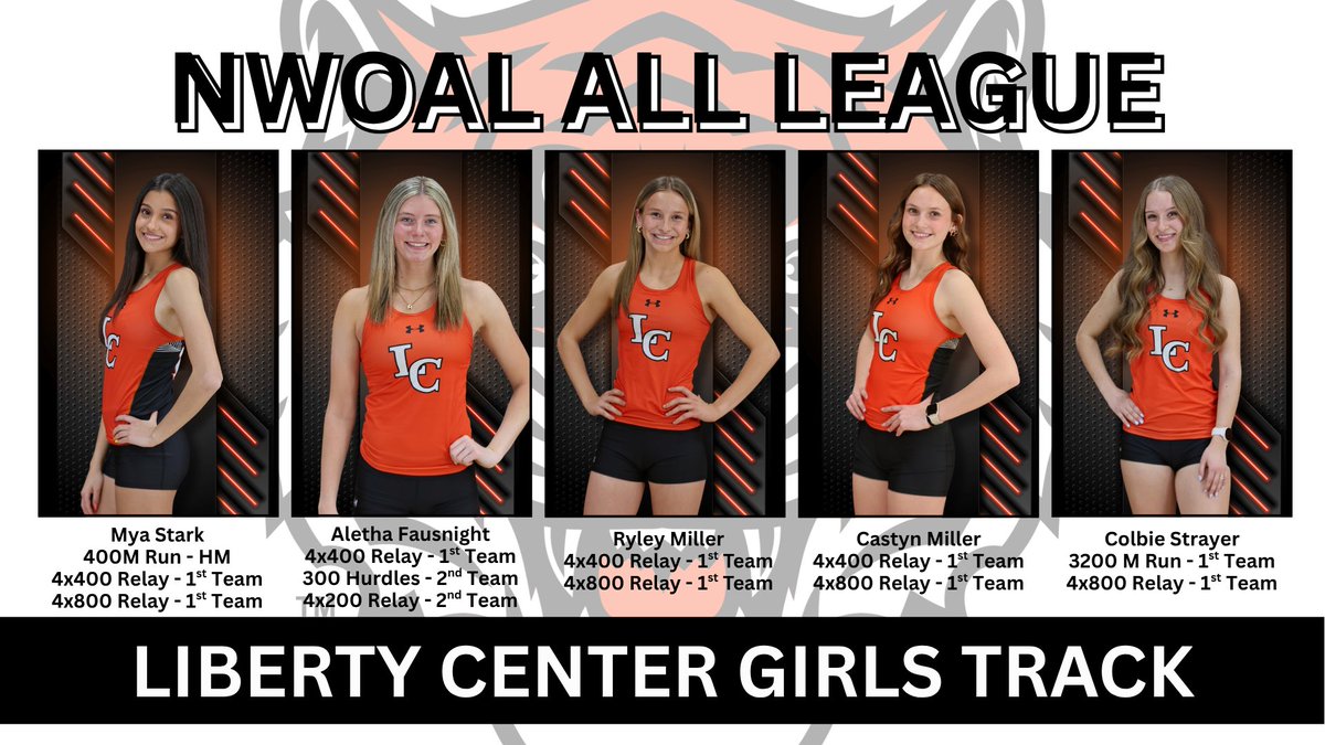 LibertyCenterAD's tweet photo. Congratulations to our girls track and field athletes who earned All-NWOAL Honors! #GoTigers https://t.co/vfVDIjASYm