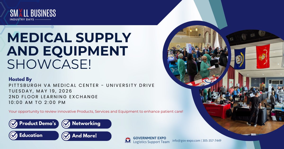 AvMEDICALLLC's tweet photo. We’re so excited to be at the Pittsburgh, PA VAMC (University Division) tomorrow, May 19th, for the Small Business VA Industry Days event! We’re looking forward to meeting with partners who share our passion for supporting veterans.

PittsburghVAMC #SmallBusinessVAIndustryDays https://t.co/BrVhKdMLCe