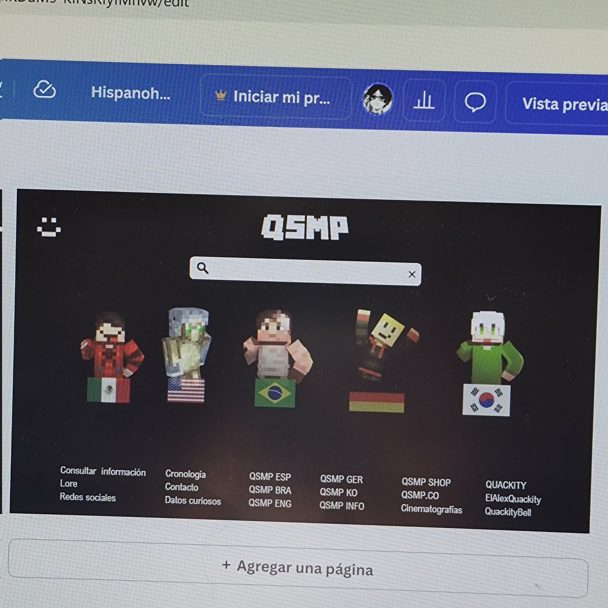 kaiiuck's tweet photo. Amigos estaba revisando mi cuenta d Canva y no m acordaba q hace kmo dos años  para mí proyecto d programación hice una página web del QSMP JAJAJA https://t.co/2GQQw3D8QJ