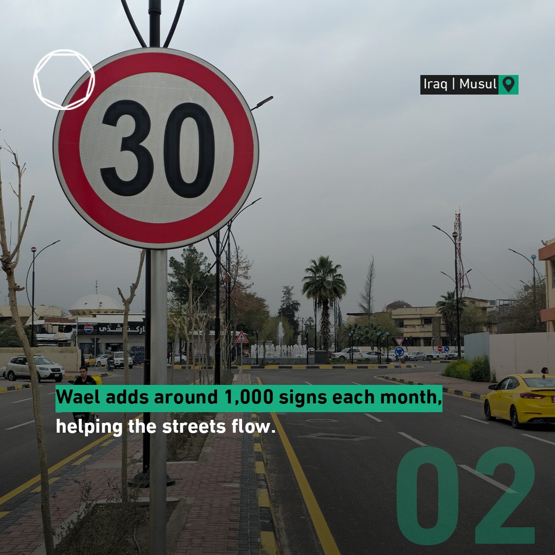 coalition's tweet photo. "What Daesh tried to erase, we are restoring better than before." Daesh dismantled Mosul's traffic infrastructure. Mosul resident Wael has been rebuilding it.