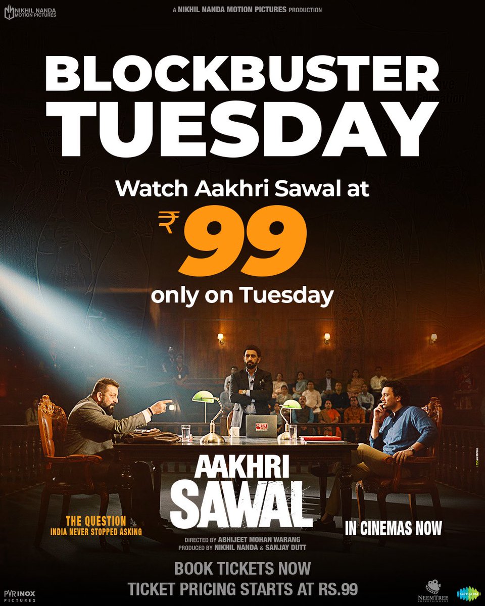Tutejajoginder's tweet photo. #BlockbusterTuesday offer for #AakhriSawal
Film to be available for only Rs. 99/= this Tuesday.
#SanjayDutt https://t.co/xj3brc2r7u
