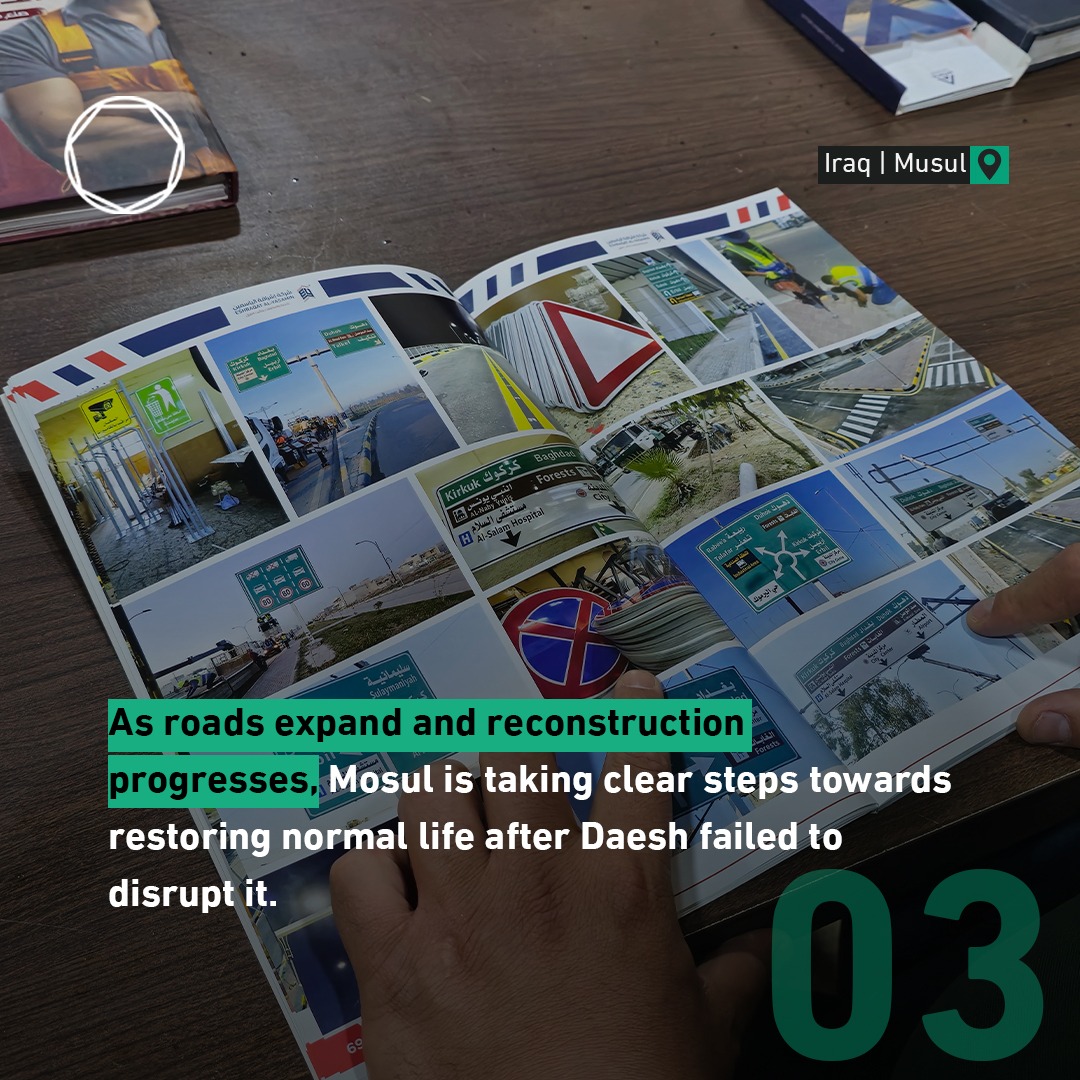 coalition's tweet photo. "What Daesh tried to erase, we are restoring better than before." Daesh dismantled Mosul's traffic infrastructure. Mosul resident Wael has been rebuilding it.