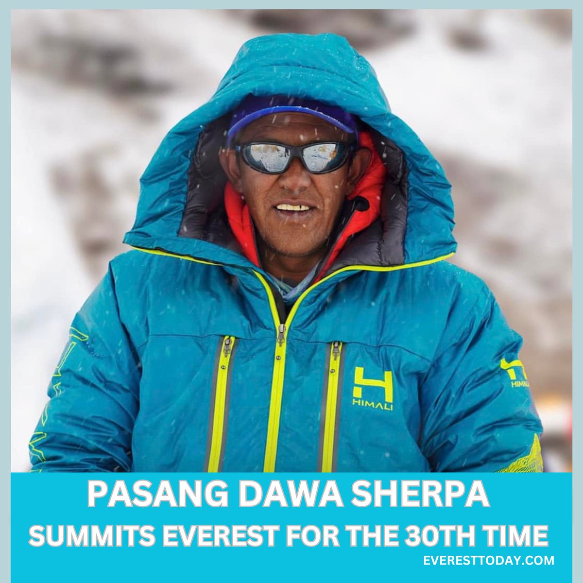 EverestToday's tweet photo. Renowned Nepali mountaineer Pasang Dawa Sherpa has successfully scaled Mt #Everest (8848.86 m) for the 30th time this morning, 18.05.2026, 08:45 NPT. CONGRATULATIONS!

Photo ©: Imagine Nepal Treks and Expedition. https://t.co/mn06Uyzvzo