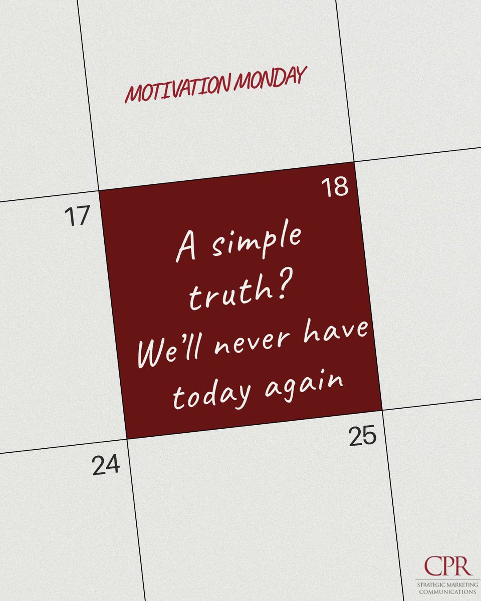 CPR_Comm's tweet photo. You only get one chance to live this day before it’s time to turn the page. 

Make every second count!

#MotivationMonday #MakeTodayCount #CarpeDiem #PresentMoment #NoWastedTime https://t.co/ERDSa3qKEN