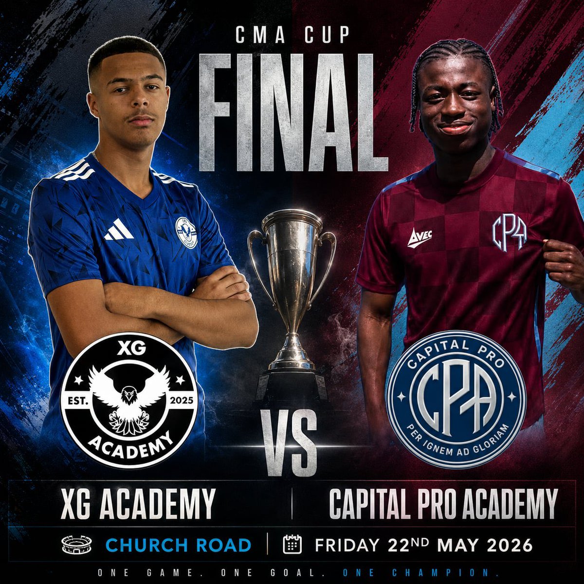 XGAWhyteleafe's tweet photo. ⚽️ 𝗡𝗘𝗫𝗧 𝗠𝗔𝗧𝗖𝗛

📆 Friday 22nd May 2026

🆚 CPA

⏰ KO: 8.15pm

📍 Church Road Stadium | CR3 0AR

Friday evening we go head to head with CPA at Church Road. A strong opposition for the boys to test themselves against and a chance to end the season with silverware 💪 https://t.co/qb5KonguPV