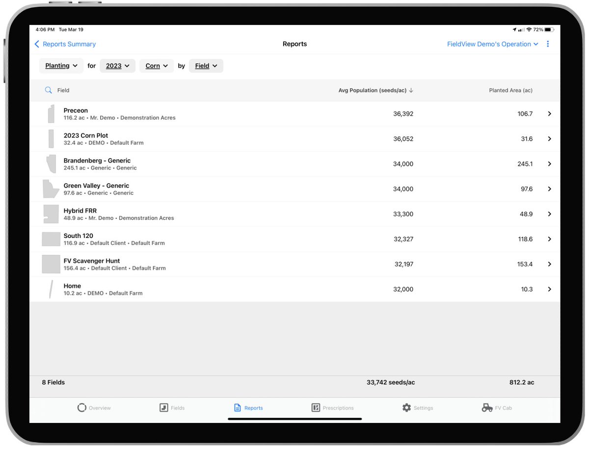 fieldviewhelp's tweet photo. Planting and Application Reporting

View hybrid placement across fields and shared operations, application product totals, and summary information across any planting and application data a user queries.

https://t.co/zPQG2DOGcM https://t.co/T0lpvKa3hD