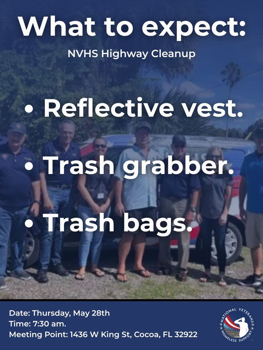 NVHS's tweet photo. What to expect when you join us for the NVHS Highway Cleanup along SR 520:

All volunteers will be provided with the necessary supplies, including a reflective vest, trash grabber, and trash bags.

At the start of the event, we’ll go over team assignments, safety guidelines, and where each group will be working along the roadway. Please arrive on time and be ready to get started with your assigned team location.

We look forward to working together to keep our community clean and make a visible impact.

If you would like to sign up to volunteer, please contact the office or email kasey@nvhs.org or call 321-205-7643.
