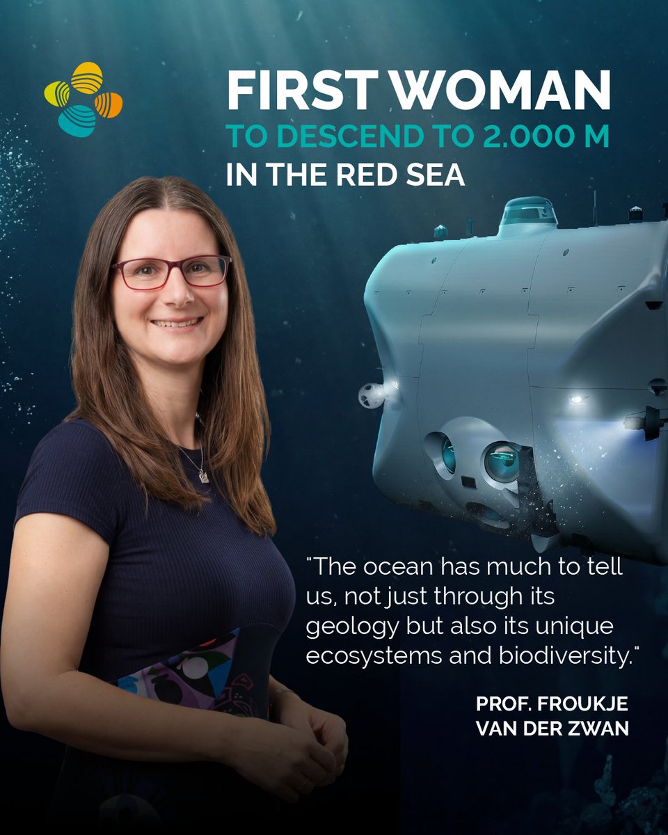 KAUST_News's tweet photo. On International Day for Women in Maritime, we celebrate the women advancing ocean exploration and discovery.
KAUST Professor Froukje van der Zwan descended 2,000 meters into the Red Sea to support groundbreaking deep-sea research exploring volcanic activity and rare underwater ecosystems. Her work reflects the vital role women continue to play in shaping the future of maritime science.