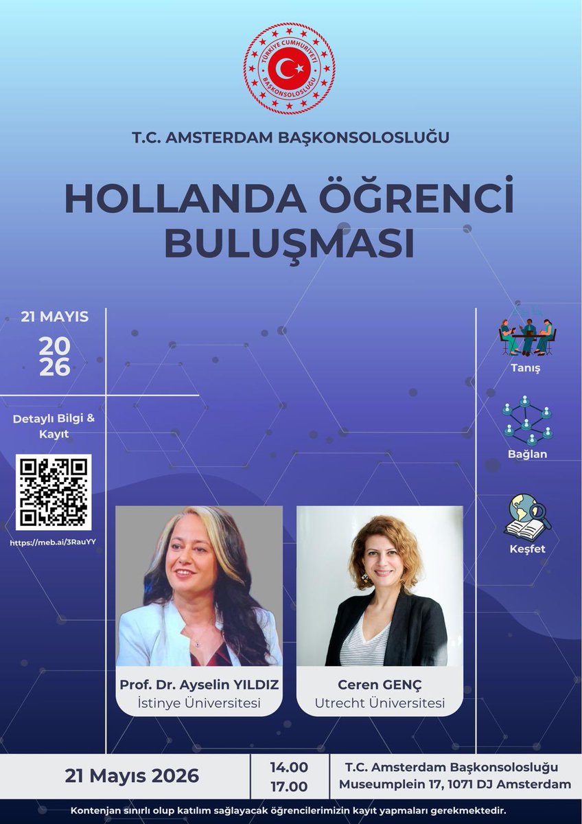 TC_AmsterdamBK's tweet photo. 🗓️Hollanda’da lisans ve lisansüstü seviyede öğrenim gören öğrencilerimizle düzenleyeceğimiz buluşma için son 3 gün! 

✍️Öğrenim hayatı ve sonrasını konuşacağımız etkinliğe kayıt yaptırmayı unutmayın. ⬇️
🔗 https://t.co/rKHEeAZOow
@AAtaseligi https://t.co/y2Q8huKnaa