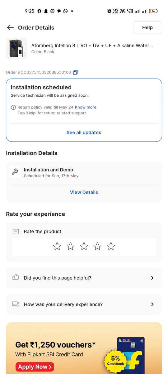 adalophe's tweet photo. @atomberg_tech purchase your water purifier from @Flipkart @flipkartsupport on 12 may and delivered on 14 may and should done assembly by 17 may but yet to do it still how many days will it take. Or I need to return it pls do help with it. https://t.co/WtycQKywoR