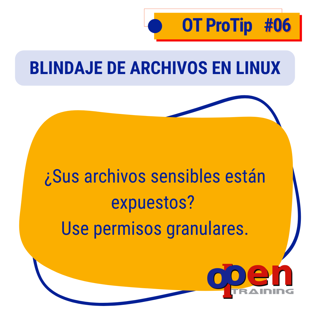 OpenTrainingGT's tweet photo. Nuestro #OTProTip de hoy: Para archivos que contienen credenciales (como archivos de configuración), el permiso 600 asegura que solo el dueño pueda leer y escribir, bloqueando cualquier acceso externo.

Este nivel de detalle es solo el 1% de lo que aprenderá en nuestros cursos. https://t.co/J3O0AvEdKg