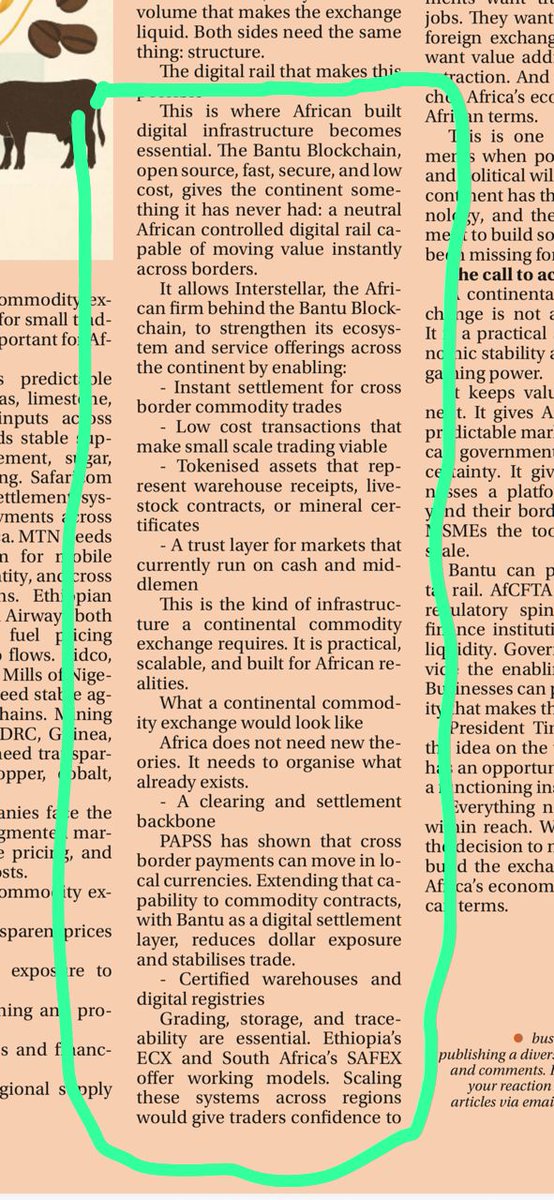 deolarepublic's tweet photo. "The digital rail that makes this
possible. This is where African built
digital infrastructure becomes
essential. The @bantublockchain,
open source, fast, secure, and low
cost, gives the continent some-
thing it has never had: a neutral
African controlled digital rail ca-
pable of moving value instantly
across borders."

"Dangote, BUA, Safaricom,
MTN, and others would operate
with predictable pricing and low-
er risk. And millions of MSMEs
would finally have access to the
same tools that large companies
take for granted."