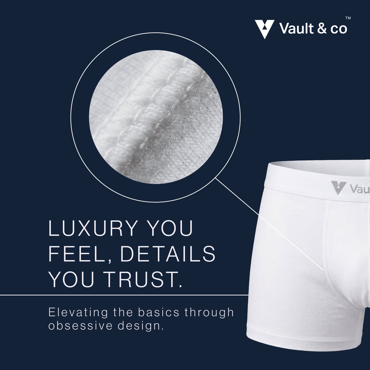 Vaultandco's tweet photo. Vault &amp; co trunks: premium comfort, timeless design, effortless strength.

#VaultAndCo #MadeInIndia #CottonTrunks
#AllDayComfort #NewStandardOfLuxury https://t.co/iFrU6DyyO8