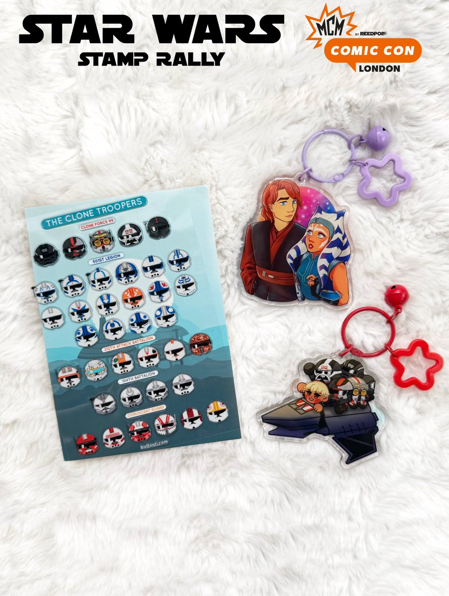 buttooti's tweet photo. ☆ STAR WARS STAMP RALLY at #mcmlondon2026 ☆

Join our rally &amp; collect all 3 ship stickers to redeem a prize pack of 2 Acrylic Charms, 2 Stickers, 1 A6 PVC Stickersheet &amp; 1 Print! https://t.co/PESSB1S8WN