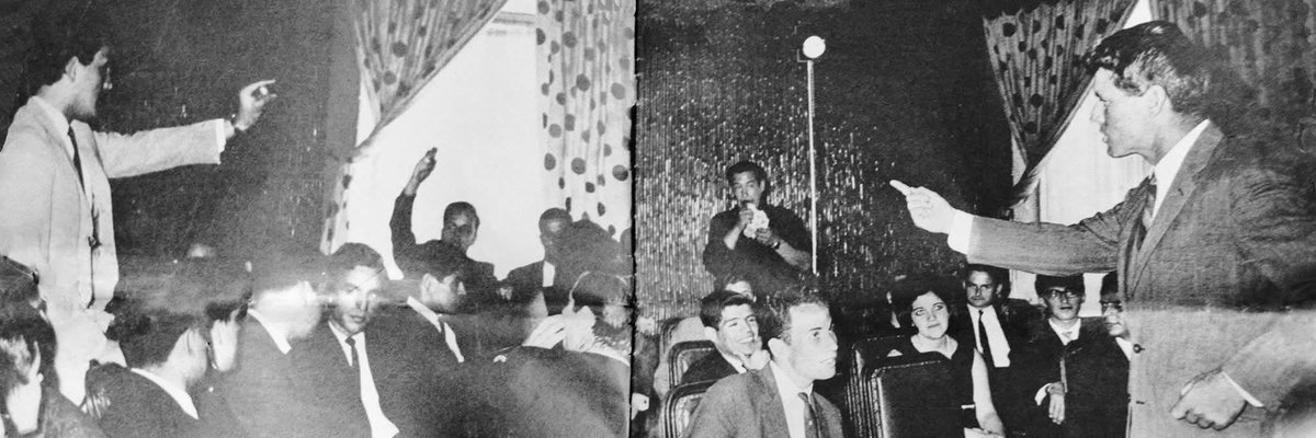 fotohistoriacl's tweet photo. Publicación compartida por L. Jara Kessi. Luciano Cruz Aguayo, presidente de la FEC - Federación de Estudiantes Universidad de Concepción en el año 1965. Discutiendo con Robert Keneddy. Hotel CITY DE Concepción. Vía: Justo Muñoz. https://t.co/WpStGNAwEP