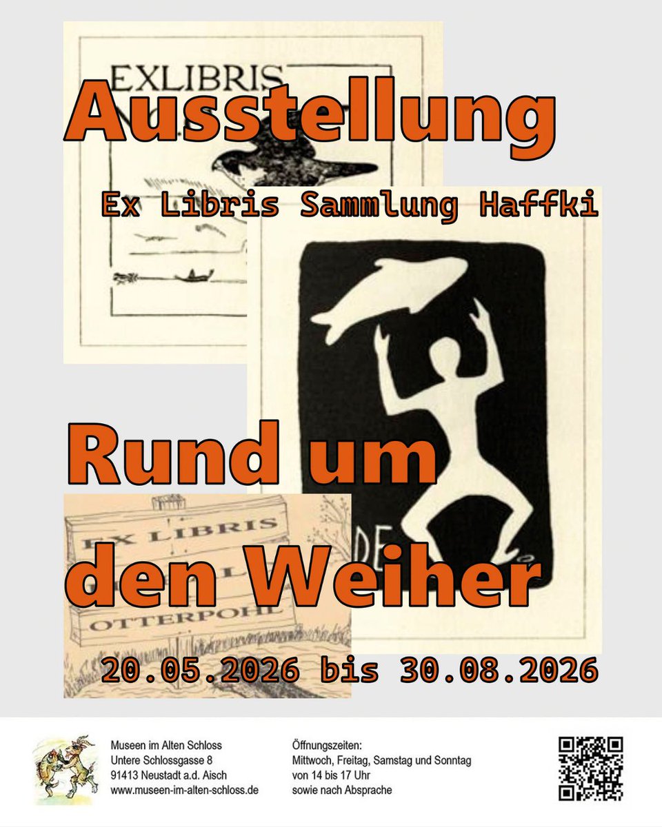 Karpfenmuseum's tweet photo. Neue #Sonderausstellung in den Museen im Alten Schloss: Die Ausstellung "Ex Libris der Sammlung Haffki - Rund um den Weiher" wird morgen Abend um 19 Uhr bei uns eröffnet. Bis zum 30.08. ist die Ausstellung zu sehen. #Ausstellung #Museum #MuseenEntdecken #Franken #VisitFranconia https://t.co/8JBx6MtBZ3