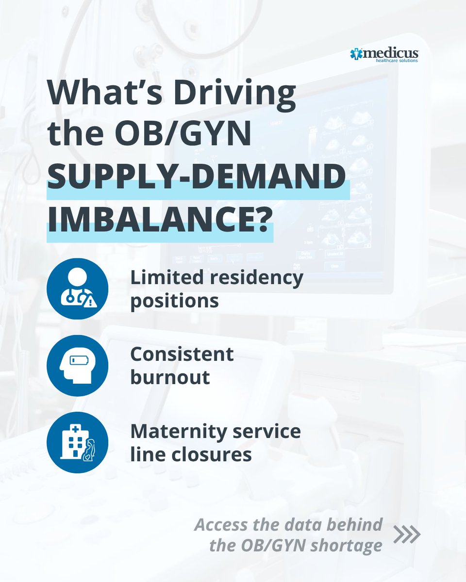 MedicusLLC's tweet photo. As OB/GYN demand continues to outpace supply, healthcare organizations are planning for long-term workforce stability. Explore the latest data and strategies in our report. Link in bio

#OB/GYNShortage #OB/GYNs #OB/GYNLocumTenens https://t.co/q0fLOoZBcg